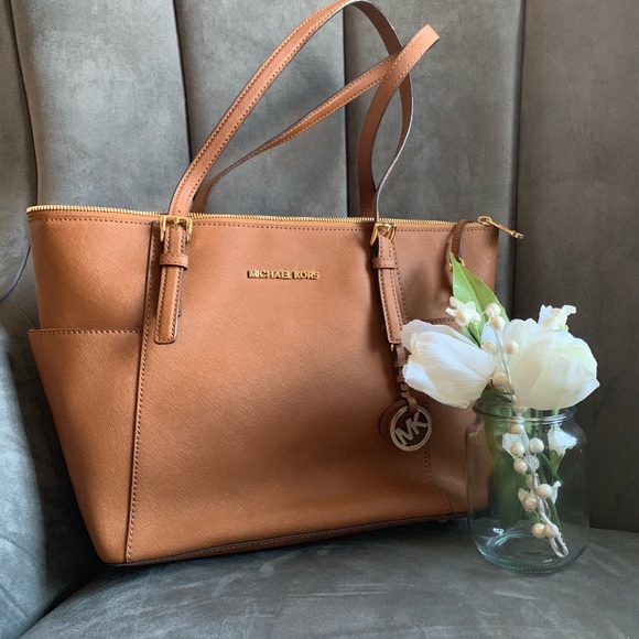 Michael Kors Handbags - Jet Set Large Top ZIP Saffiano Leather Tote
